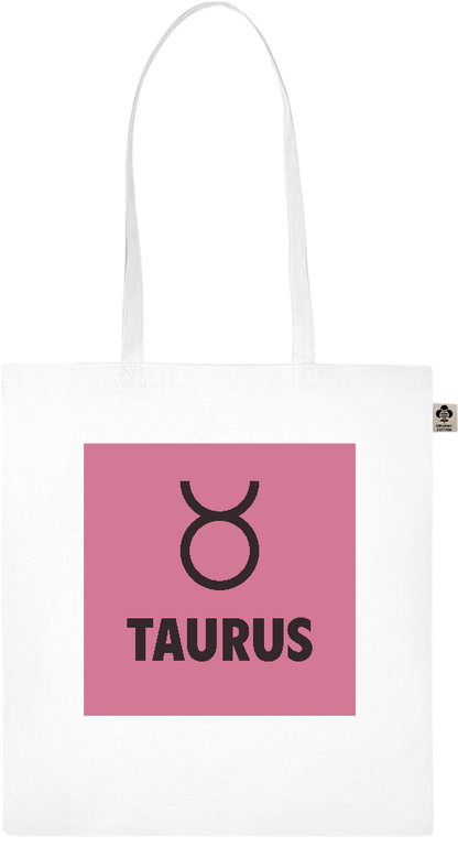 Zodiac Taurus Design - Essential colored organic cotton tote bag_WHITE_front