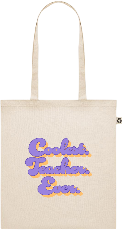 Coolest Teacher Ever Design - Recycled cotton shopping bag_BEIGE_front