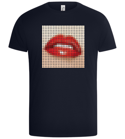 Polkadot Mouth Design - Basic Unisex T-Shirt_FRENCH NAVY_front