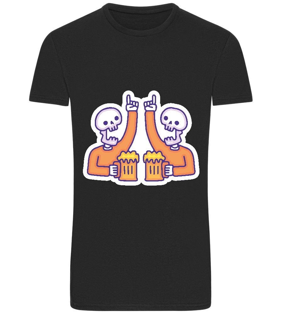 Two Skeleton Beers Design - Basic Unisex T-Shirt_DEEP BLACK_front