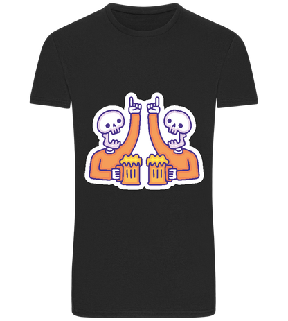 Two Skeleton Beers Design - Basic Unisex T-Shirt_DEEP BLACK_front