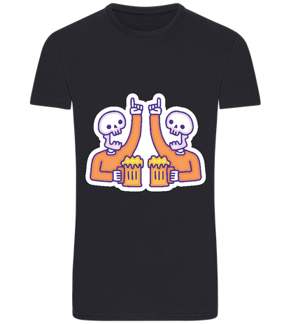 Two Skeleton Beers Design - Basic Unisex T-Shirt_FRENCH NAVY_front
