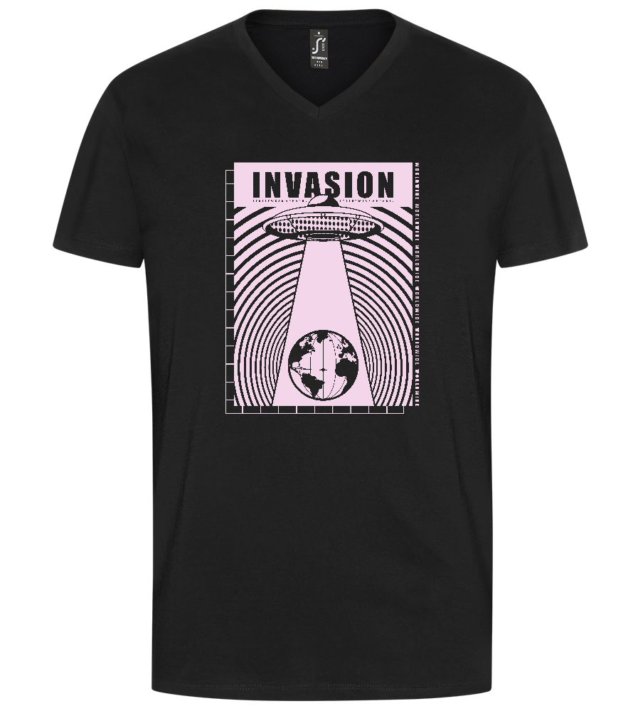 Invasion Ufo Design - Premium men's v-neck t-shirt_DEEP BLACK_front