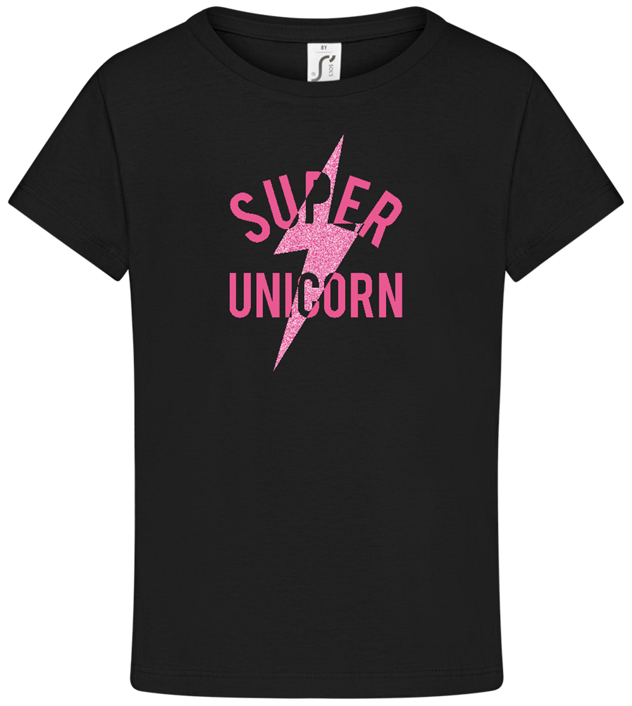 Super Unicorn Bolt Design - Comfort girls' t-shirt_DEEP BLACK_front
