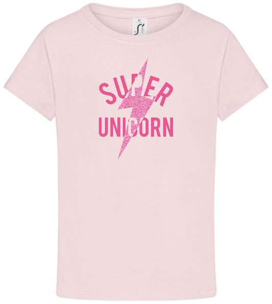 Super Unicorn Bolt Design - Comfort girls' t-shirt_MEDIUM PINK_front