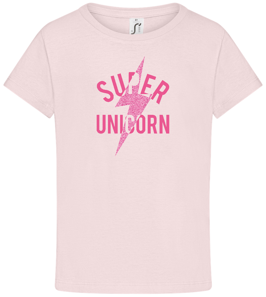 Super Unicorn Bolt Design - Comfort girls' t-shirt_MEDIUM PINK_front