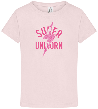 Super Unicorn Bolt Design - Comfort girls' t-shirt_MEDIUM PINK_front