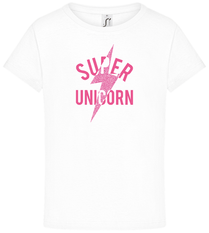 Super Unicorn Bolt Design - Comfort girls' t-shirt_WHITE_front