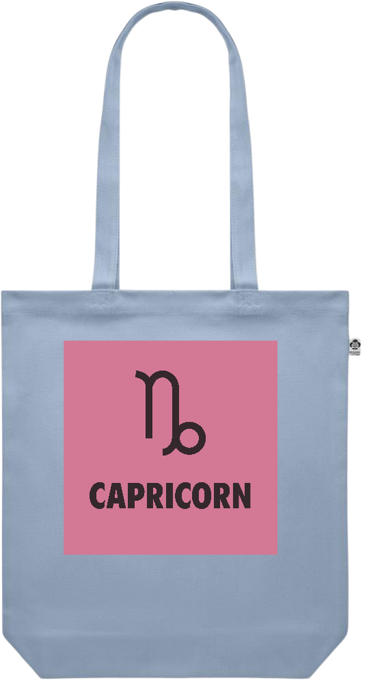 Zodiac Capricorn Design - Premium colored organic canvas shopping bag_BABY BLUE_front