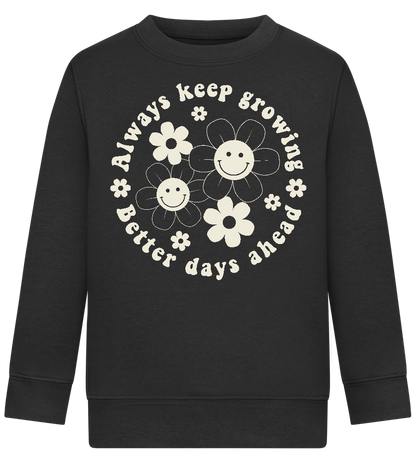 Keep Growing Smiley Design - Comfort Kids Sweater_BLACK_front