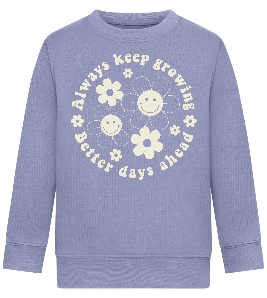 Keep Growing Smiley Design - Comfort Kids Sweater_BLUE_front