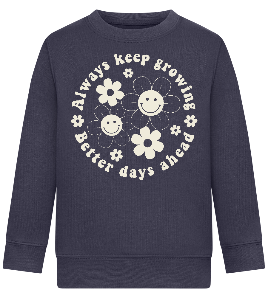 Keep Growing Smiley Design - Comfort Kids Sweater_FRENCH NAVY_front