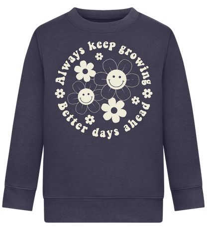 Keep Growing Smiley Design - Comfort Kids Sweater_FRENCH NAVY_front