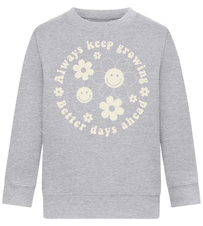 Keep Growing Smiley Design - Comfort Kids Sweater_ORION GREY II_front