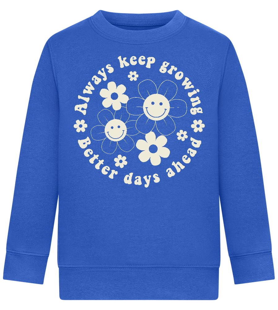 Keep Growing Smiley Design - Comfort Kids Sweater_ROYAL_front