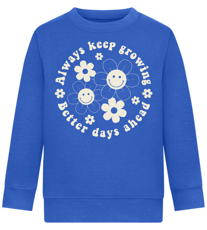 Keep Growing Smiley Design - Comfort Kids Sweater_ROYAL_front