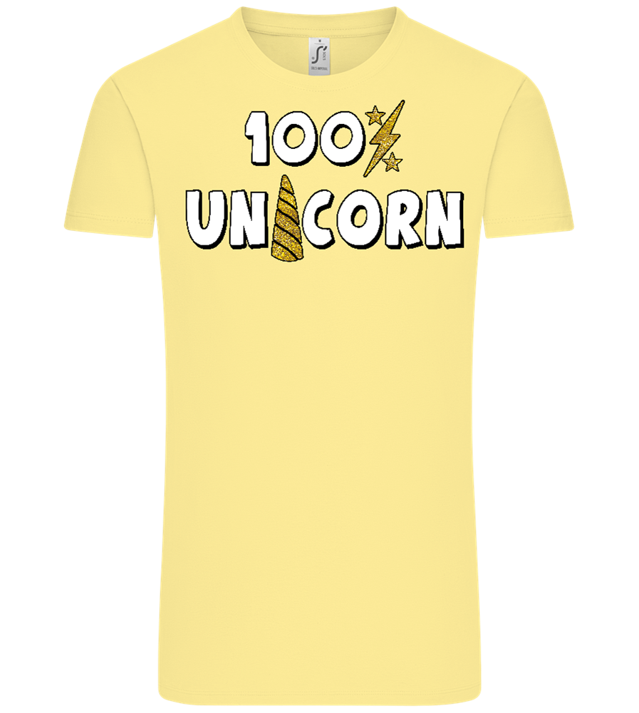 100 Percent Unicorn Design - Comfort Unisex T-Shirt_AMARELO CLARO_front