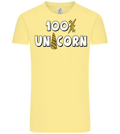 100 Percent Unicorn Design - Comfort Unisex T-Shirt_AMARELO CLARO_front