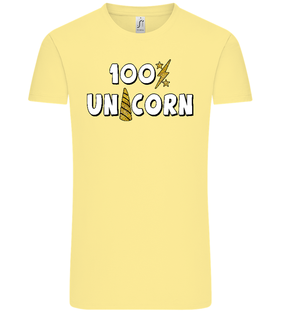 100 Percent Unicorn Design - Comfort Unisex T-Shirt_AMARELO CLARO_front