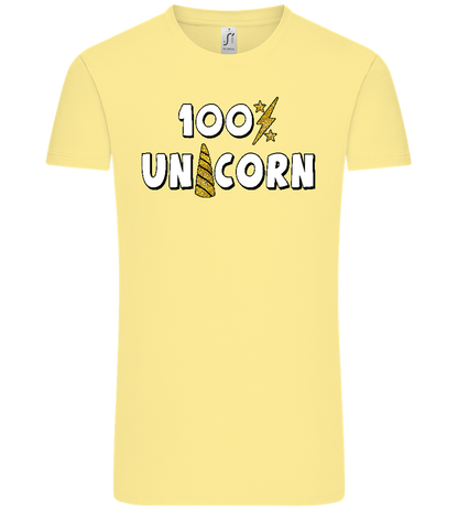100 Percent Unicorn Design - Comfort Unisex T-Shirt_AMARELO CLARO_front