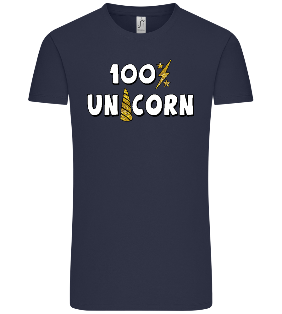 100 Percent Unicorn Design - Comfort Unisex T-Shirt_FRENCH NAVY_front