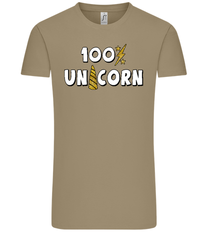 100 Percent Unicorn Design - Comfort Unisex T-Shirt_KHAKI_front
