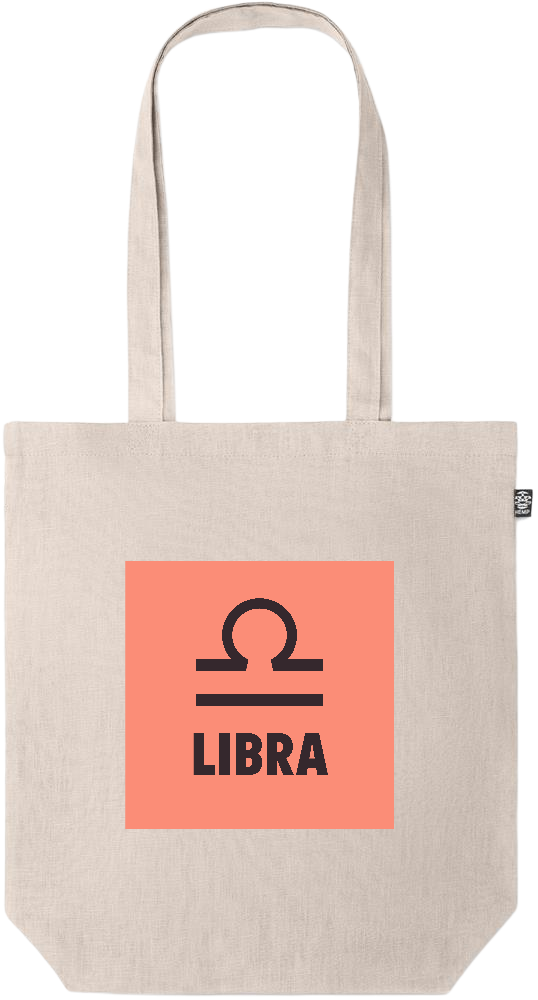 Zodiac Libra Design - Premium colored organic hemp tote bag_BEIGE_front