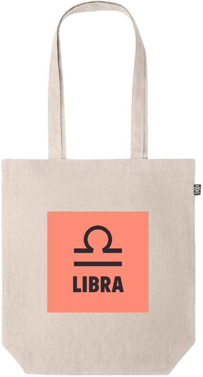 Zodiac Libra Design - Premium colored organic hemp tote bag_BEIGE_front