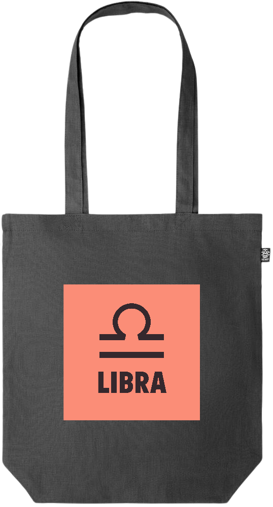 Zodiac Libra Design - Premium colored organic hemp tote bag_BLACK_front