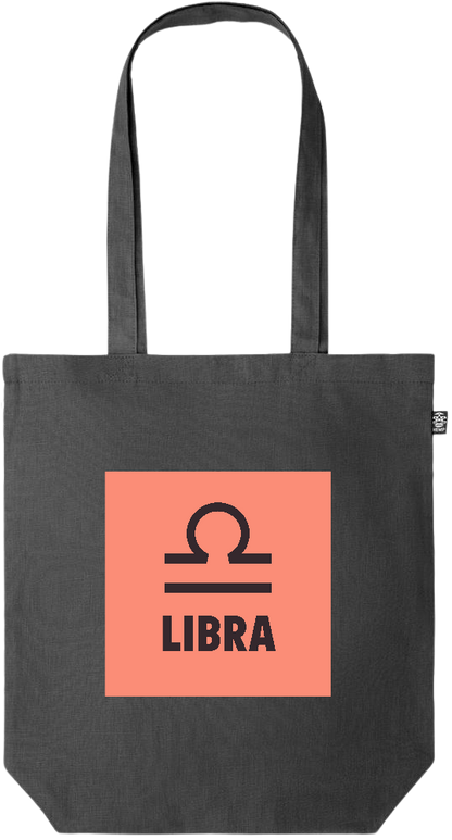 Zodiac Libra Design - Premium colored organic hemp tote bag_BLACK_front