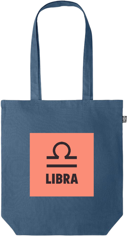 Zodiac Libra Design - Premium colored organic hemp tote bag_BLUE_front