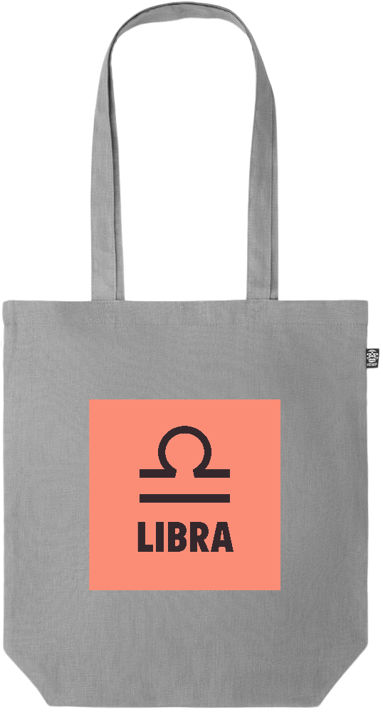 Zodiac Libra Design - Premium colored organic hemp tote bag_GREY_front