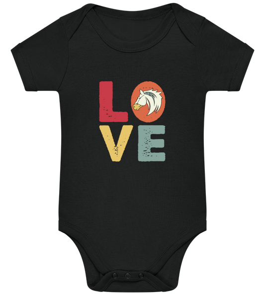 Love Horses Design - Baby bodysuit BLACK front
