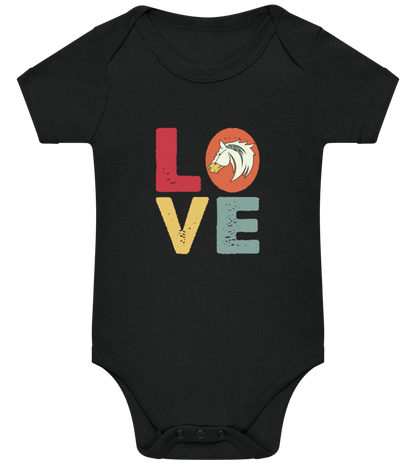Love Horses Design - Baby bodysuit BLACK front