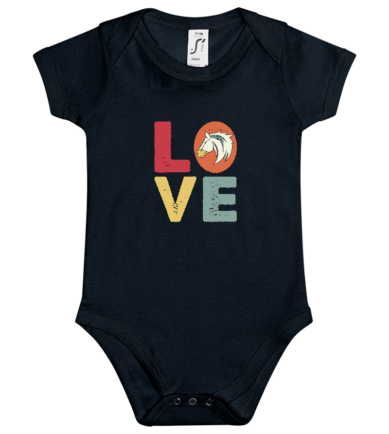 Love Horses Design - Baby bodysuit_BLACK_front