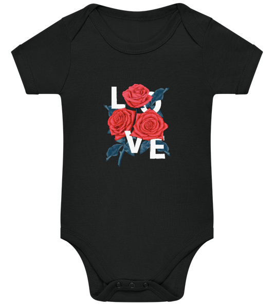 Love Roses Design - Baby bodysuit BLACK front