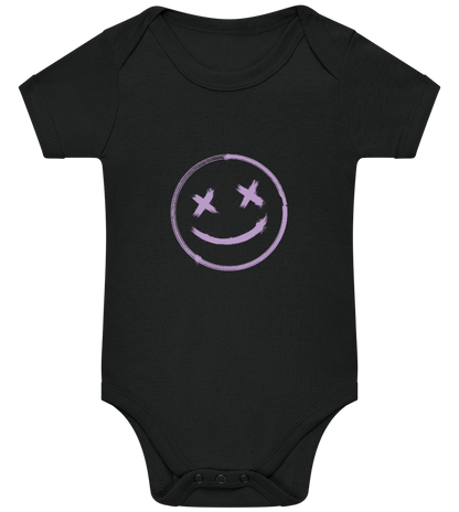 Smiley Stamp Design - Baby bodysuit BLACK front