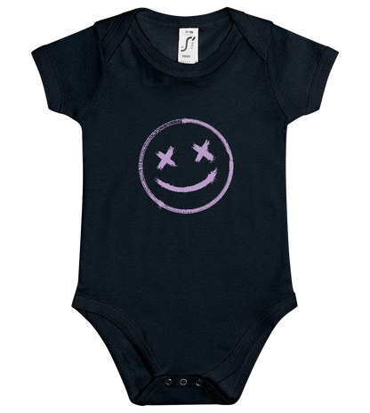 Smiley Stamp Design - Baby bodysuit BLACK front