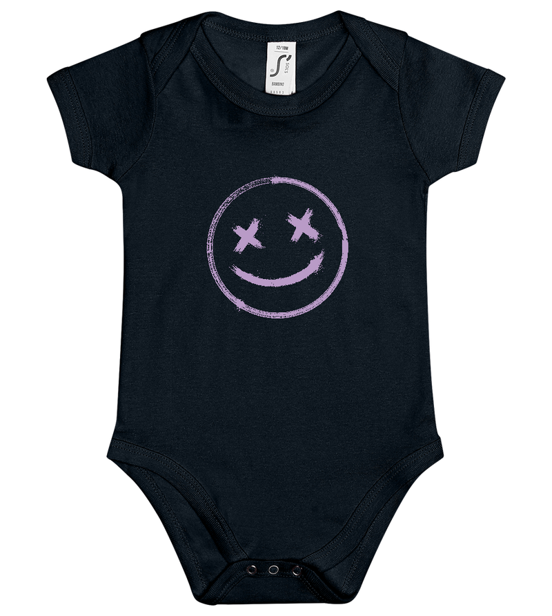 Smiley Stamp Design - Baby bodysuit_BLACK_front