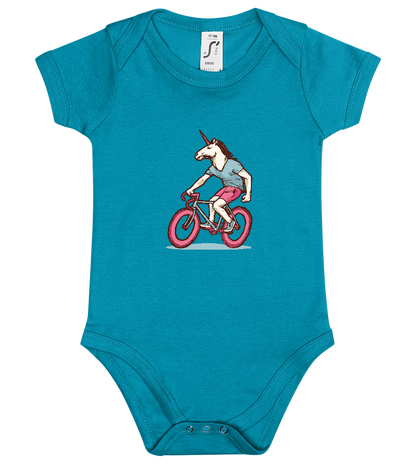 Bicycle Unicorn Design - Baby bodysuit_TURQUOISE_front