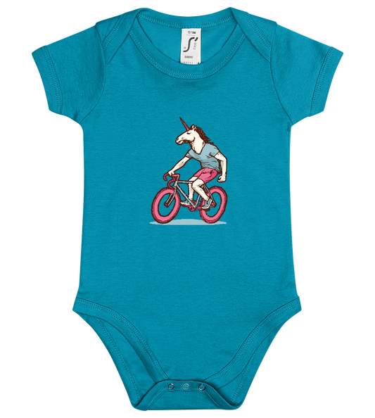 Bicycle Unicorn Design - Baby bodysuit_TURQUOISE_front