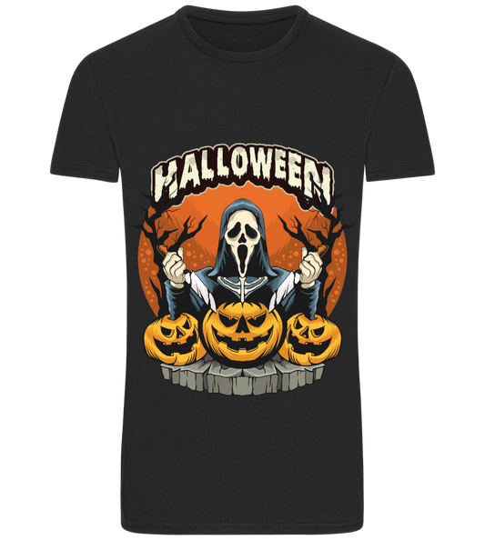 Halloween Ghost Design - Basic men's fitted t-shirt DEEP BLACK front
