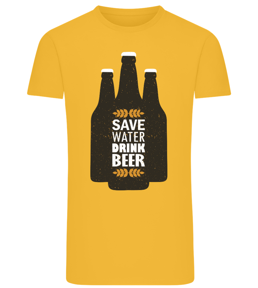 Save Water Drink Beer Design - Comfort men's fitted t-shirt_YELLOW_front