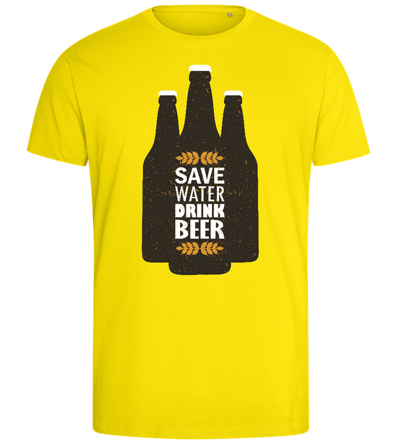 Save Water Drink Beer Design - Comfort men's fitted t-shirt_YELLOW_front