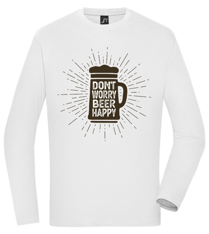 Don't Worry Beer Happy Design - Comfort men's long sleeve t-shirt_WHITE_front