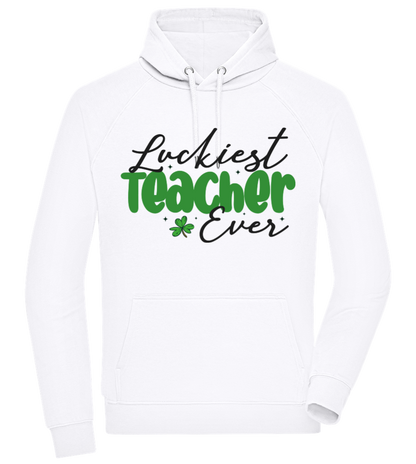 Lucky Teacher Design - Comfort unisex hoodie WHITE front