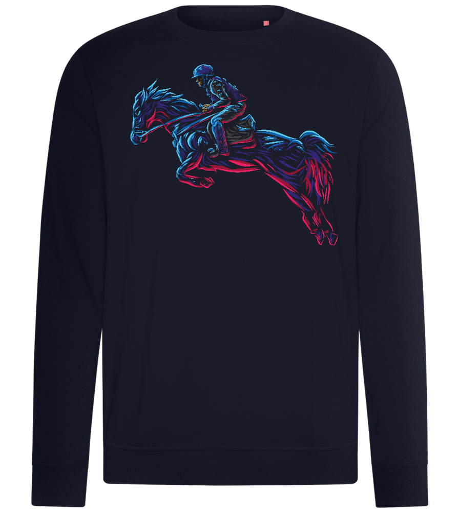 Horse Rider Neon Design - Comfort unisex sweater_FRENCH NAVY_front