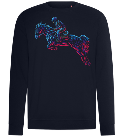 Horse Rider Neon Design - Comfort unisex sweater_FRENCH NAVY_front