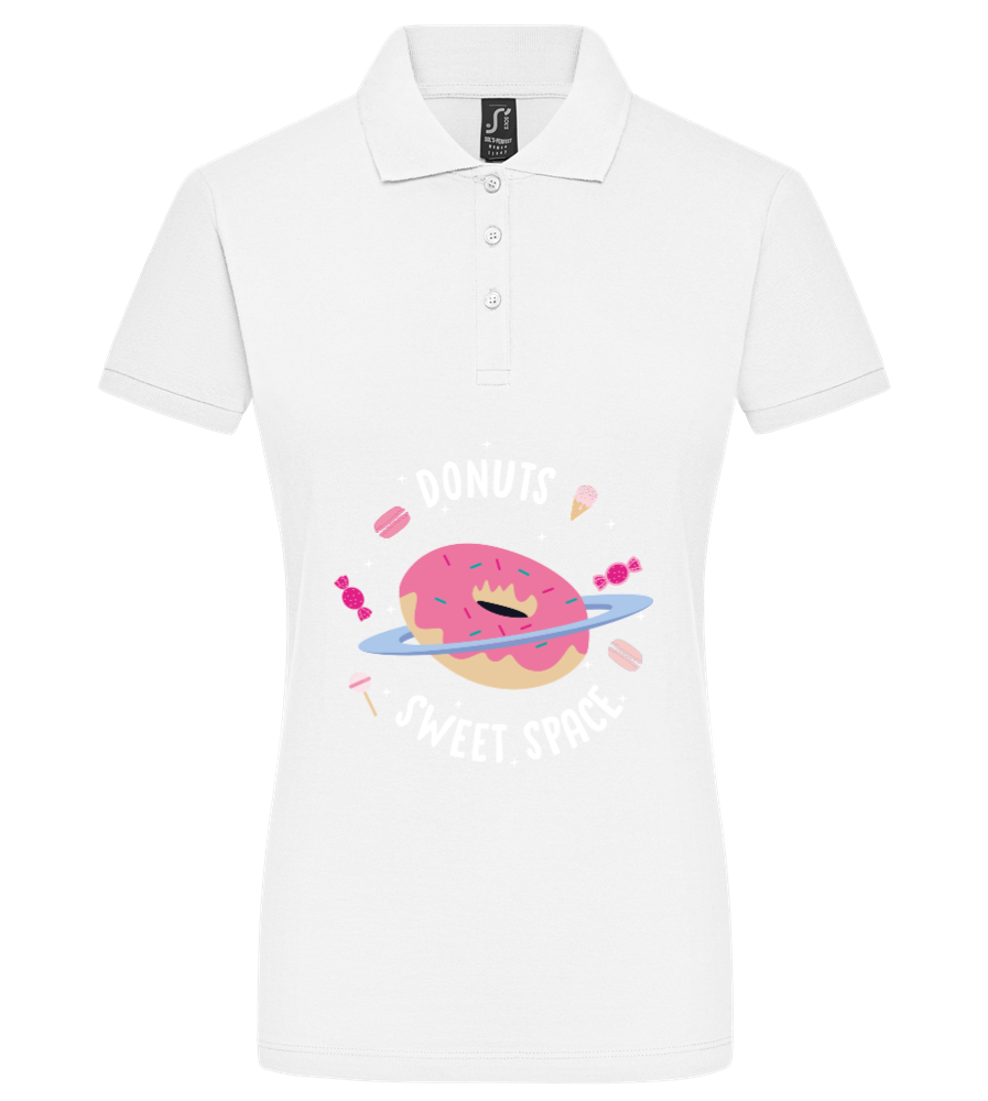 Donuts Space Design - Premium women's polo shirt_WHITE_front