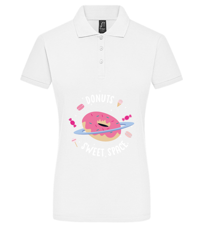 Donuts Space Design - Premium women's polo shirt_WHITE_front